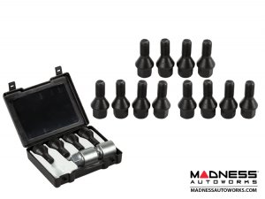 MINI Cooper Lug Bolt and Lock Set by Farad - Set of 16 - M14x1.25 - 60° Cone Seat - Black (R55/ R56/ R57/ R58/ R59 Models)